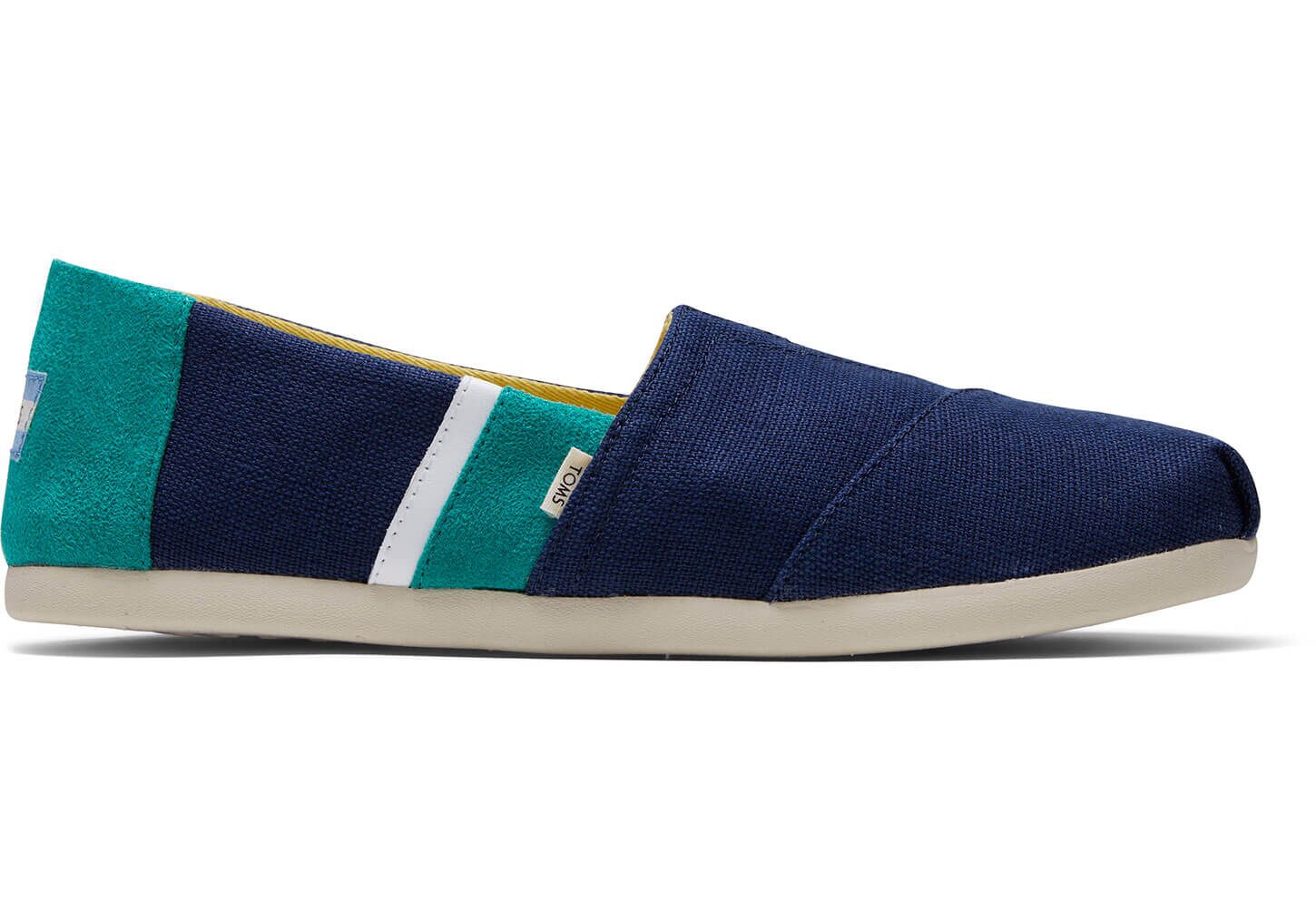 Toms Classics Blocked - Mens Alpargata Espadrilles - Navy/Green - NZ - 645307UED